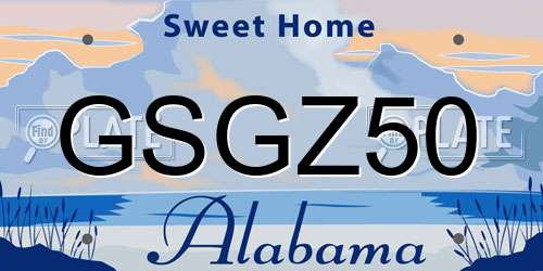 GSGZ50 Alabama License Plate
