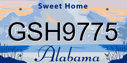 GSH9775 Alabama License Plate