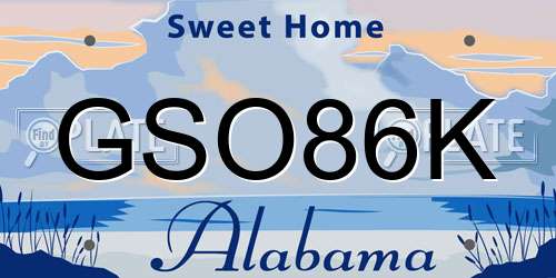 GSO86K Alabama License Plate