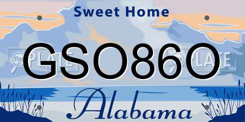 GSO86O Alabama License Plate