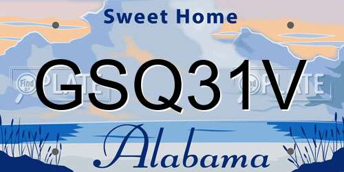 GSQ31V Alabama License Plate
