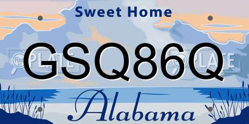 GSQ86Q Alabama License Plate