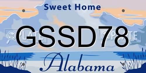 GSSD78 Alabama License Plate