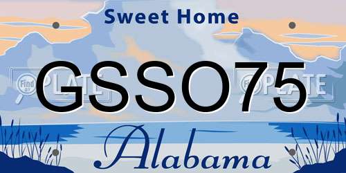 GSSO75 Alabama License Plate