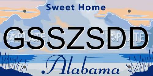 GSSZSDD Alabama License Plate