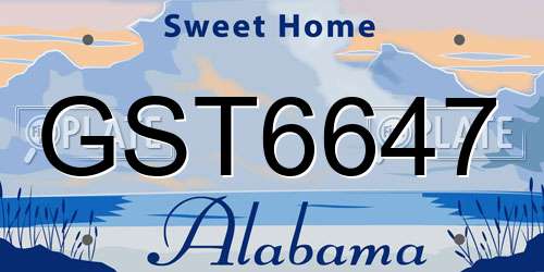 GST6647 Alabama License Plate