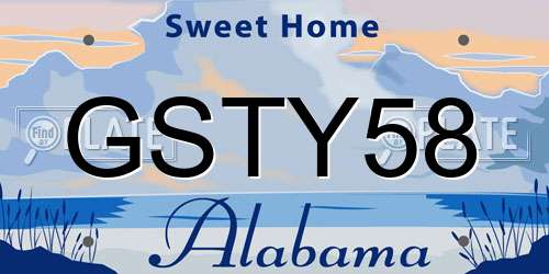 GSTY58 Alabama License Plate