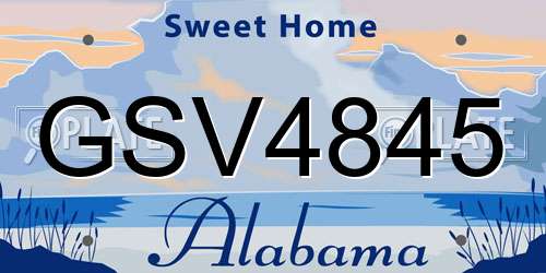 GSV4845 Alabama License Plate