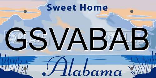 GSVABAB Alabama License Plate