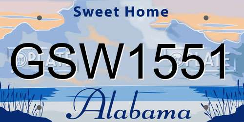 GSW1551 Alabama License Plate