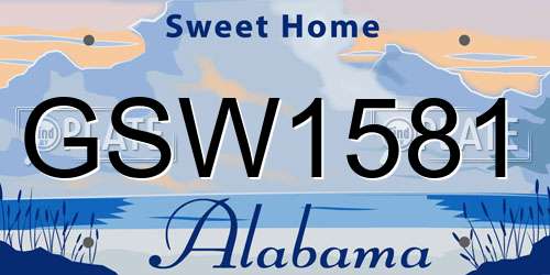 GSW1581 Alabama License Plate