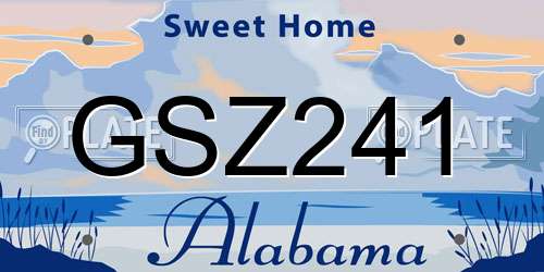 GSZ241 Alabama License Plate