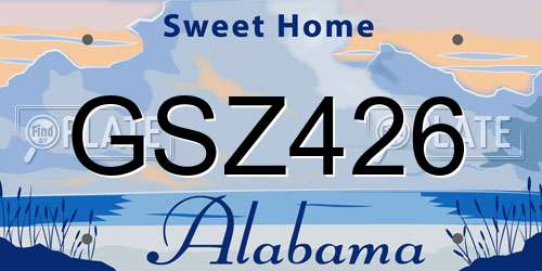 GSZ426 Alabama License Plate