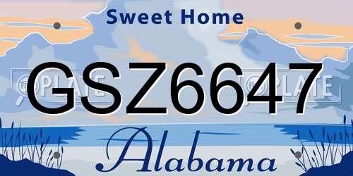 GSZ6647 Alabama License Plate
