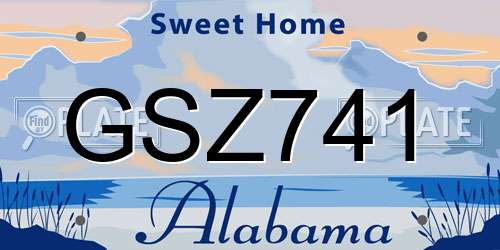 GSZ741 Alabama License Plate