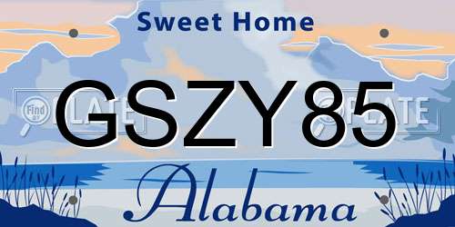 GSZY85 Alabama License Plate