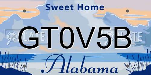 GT0V5B Alabama License Plate