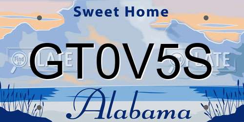 GT0V5S Alabama License Plate