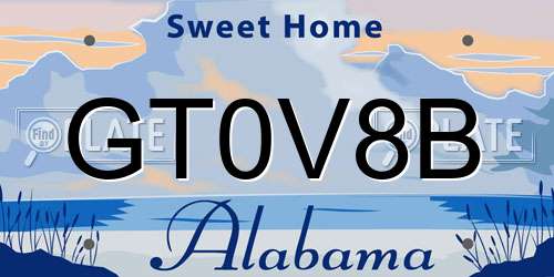 GT0V8B Alabama License Plate