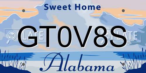 GT0V8S Alabama License Plate