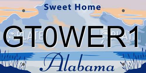 GT0WER1 Alabama License Plate