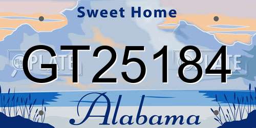 GT25184 Alabama License Plate