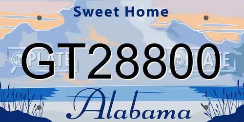 GT28800 Alabama License Plate