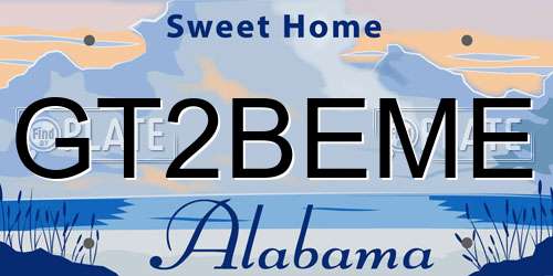 GT2BEME Alabama License Plate