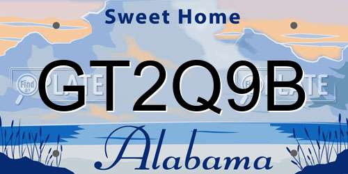 GT2Q9B Alabama License Plate