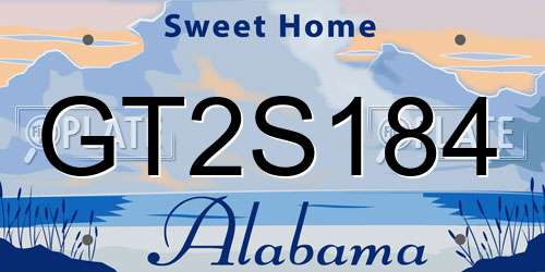 GT2S184 Alabama License Plate