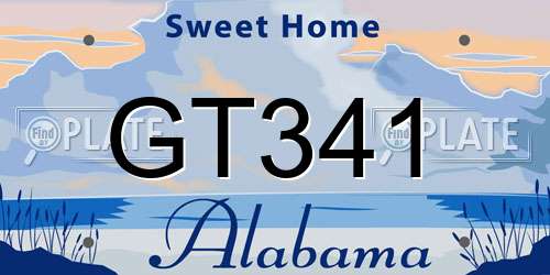 GT341 Alabama License Plate