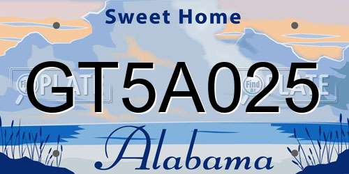 GT5A025 Alabama License Plate
