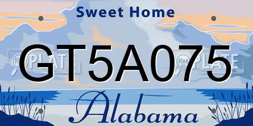 GT5A075 Alabama License Plate