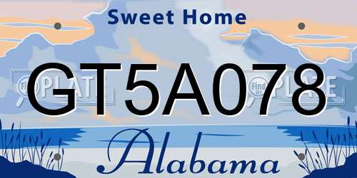 GT5A078 Alabama License Plate