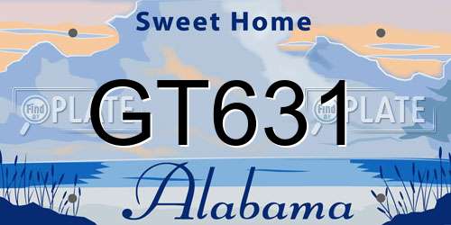 GT631 Alabama License Plate