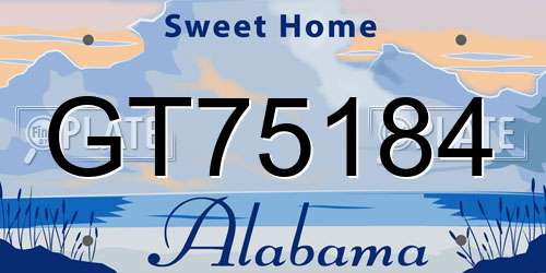 GT75184 Alabama License Plate