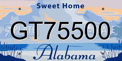 GT75500 Alabama License Plate