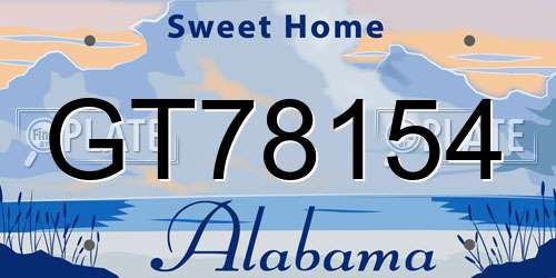 GT78154 Alabama License Plate