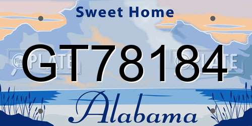 GT78184 Alabama License Plate