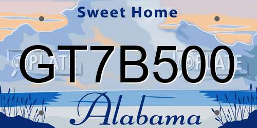GT7B500 Alabama License Plate