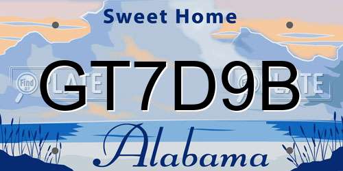 GT7D9B Alabama License Plate