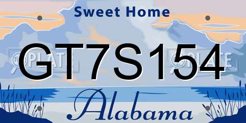 GT7S154 Alabama License Plate