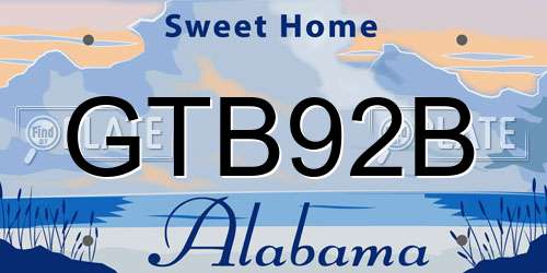 GTB92B Alabama License Plate