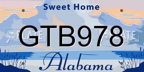 GTB978 Alabama License Plate