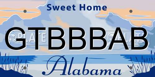 GTBBBAB Alabama License Plate