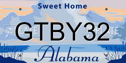 GTBY32 Alabama License Plate