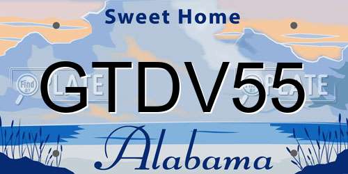 GTDV55 Alabama License Plate