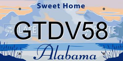 GTDV58 Alabama License Plate