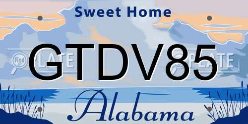 GTDV85 Alabama License Plate