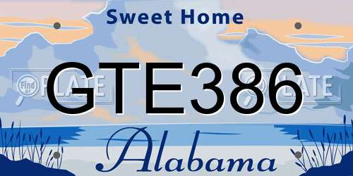 GTE386 Alabama License Plate